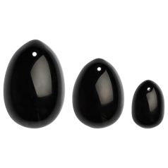   La Gemmes Yoni - set de boules Geisha - obsidienne noire (3 pièces)