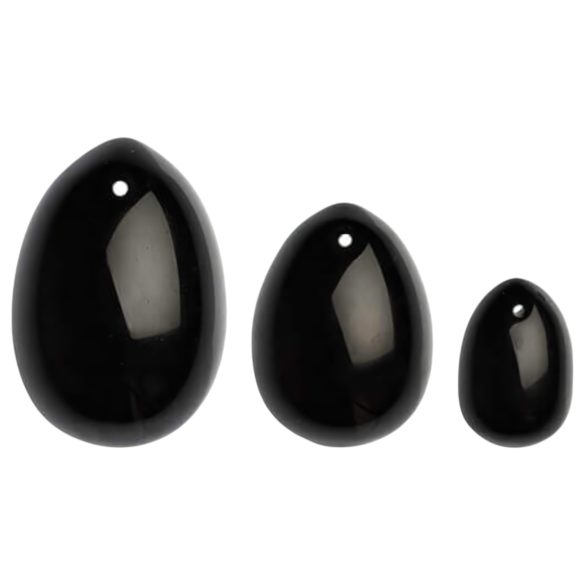 La Gemmes Yoni - Set de Boules de Geisha - obsidienne noire (3 pièces)