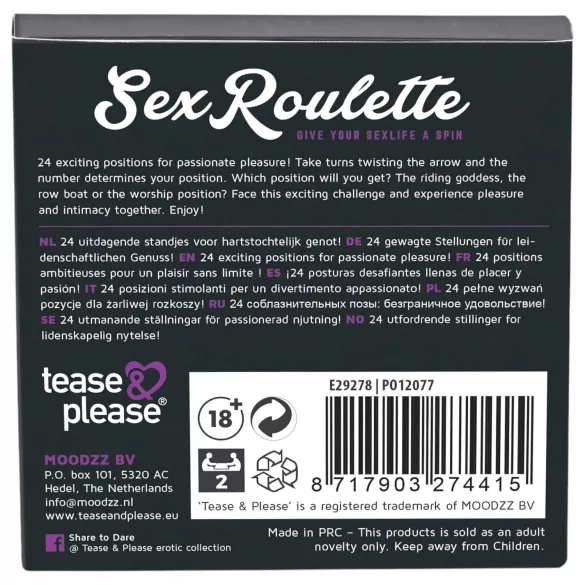Sex Roulette Kama Sutra - jeu érotique de société multilingue