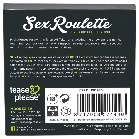 tease & please - Sex Roulette Préliminaires - Jeu de société de roulette pour couples