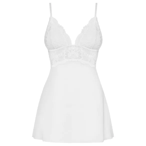 Obsessive - babydoll en dentelle avec string - blanc - L/XL