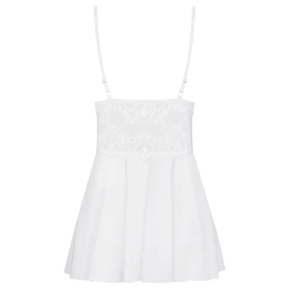 Obsessive - babydoll en dentelle avec string - blanc - L/XL