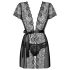 Obsessive Alluria - peignoir dentelle et string (noir)