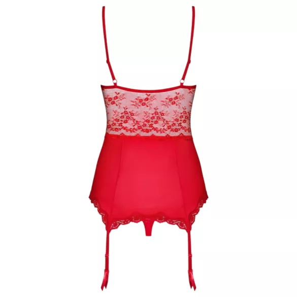 Obsessive Lovica - haut jarretelles en dentelle et string (rouge)
