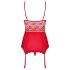 Obsessive Lovica - haut porte-jarretelles en dentelle et string (rouge)