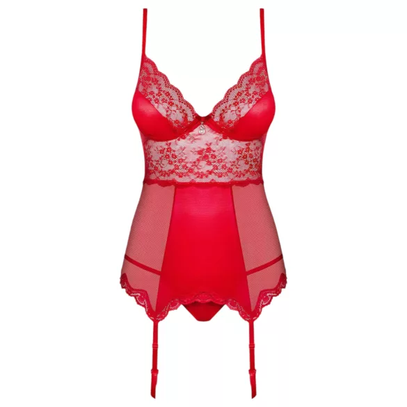 Obsessive Lovica - haut jarretelles en dentelle et string (rouge)