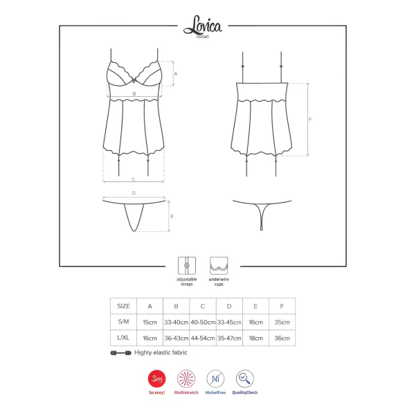 Obsessive Lovica - haut jarretelles en dentelle et string (rouge)