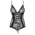 Body dentelle noir ajouré lacé Obsessive Slevika