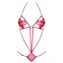 Obsessive Luiza - body rouge à bretelles, motif tulipes (S/M)