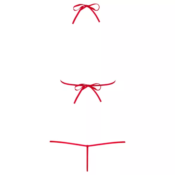 Obsessive Luiza - body rouge à bretelles, motif tulipes (S/M)