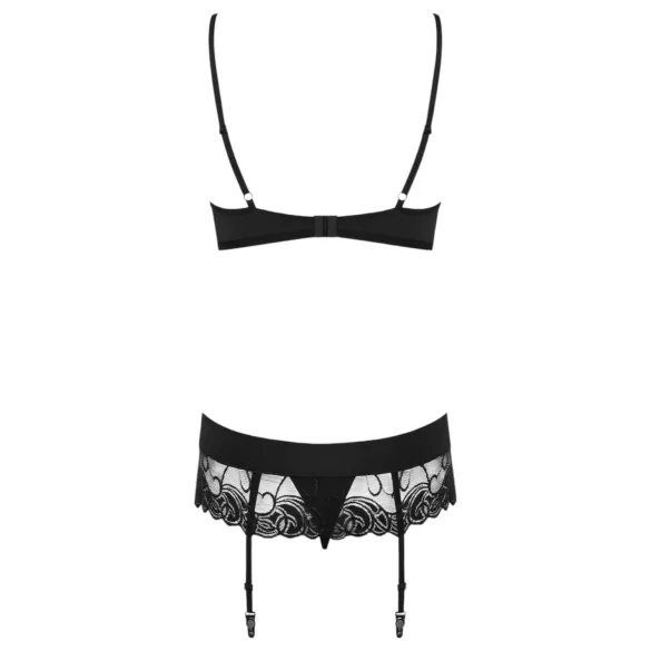 Obsessive Wonderia - ensemble lingerie dentelle brodée noire - L/XL