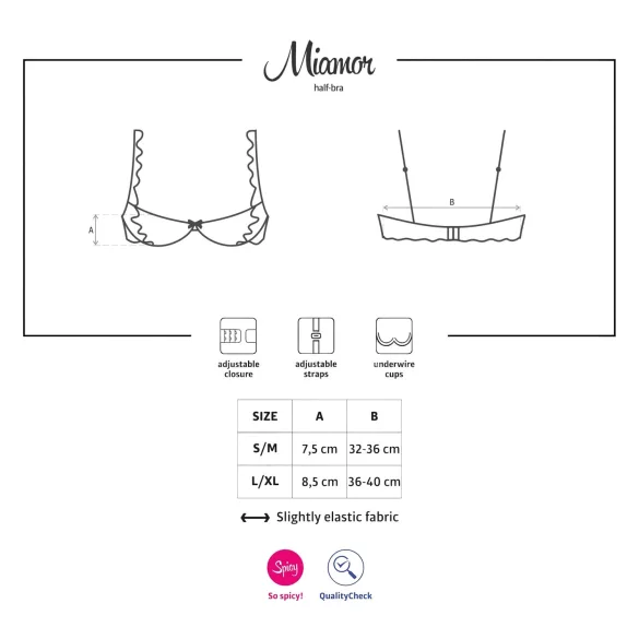 Obsessive Miamor - soutien-gorge rehausseur en dentelle (noir) - L/XL
