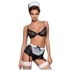   Obsessive - Déguisement soubrette - Set 6 pièces - Lingerie noire - L/XL