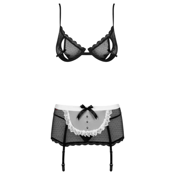 Obsessive - Déguisement soubrette - Set 6 pièces - Lingerie noire - L/XL