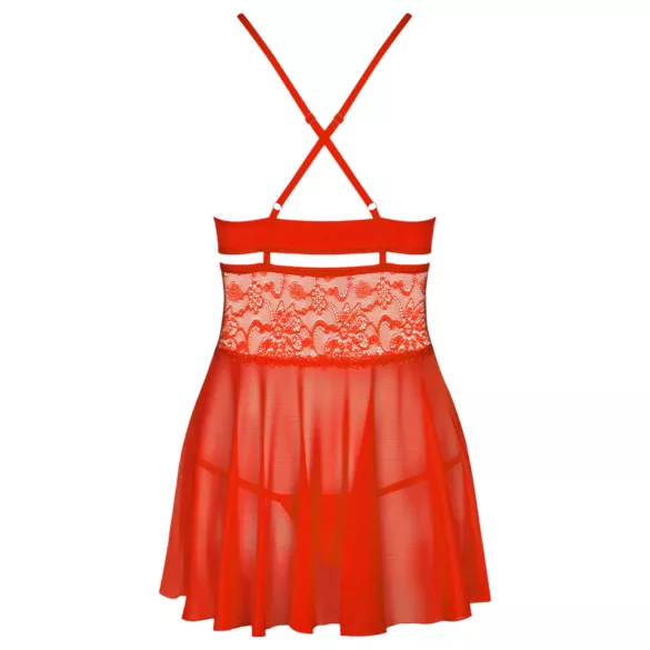 Obsessive - babydoll sexy en dentelle avec string - rouge