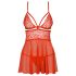 Obsessive 838-BAB-3 - Nuisette en dentelle épicée avec string (rouge) - L/XL