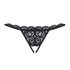 Obsessive 831-THC-1 - tanga ouverte en dentelle, petit noeud (noir) - L/XL