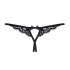 Obsessive 831-THC-1 - String ouvert en dentelle noire avec petit nœud - L/XL