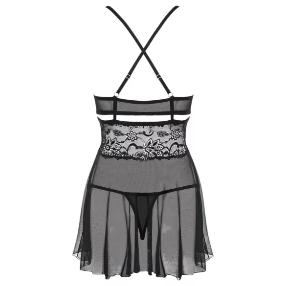 Obsessive - babydoll transparent dentelle - ensemble noir - L/XL
