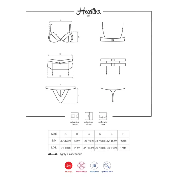 Obsessive Heartina - ensemble de lingerie (noir)