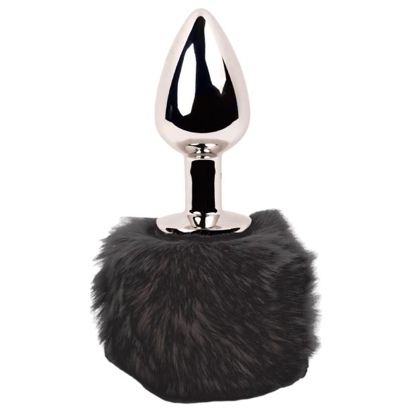 / FEELZTOYS Bunny Tails - Plug anal en métal avec queue de lapin (argent-noir)