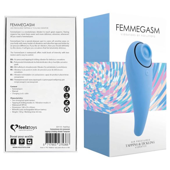 FEELZTOYS Femmegasm - Vibromasseur Clitoridien 2en1 Rechargeable (Bleu)