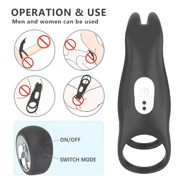 Aixiasia Hoody B - anneau pénis vibrant rechargeable sans fil - noir