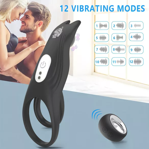Aixiasia Hoody B - anneau pénis vibrant rechargeable sans fil - noir