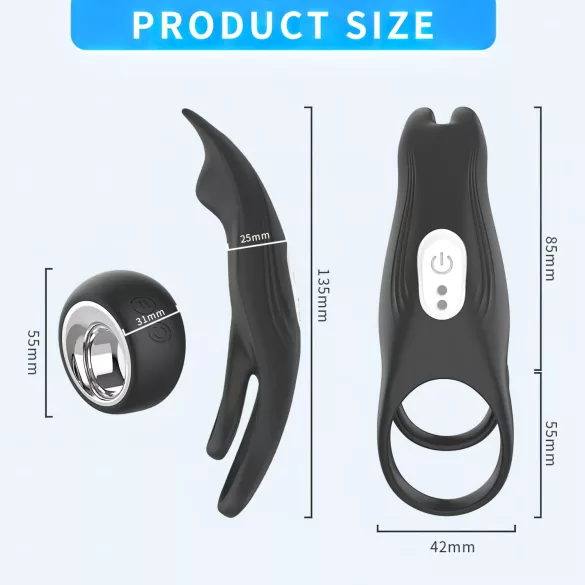 Aixiasia Hoody B - anneau pénis vibrant rechargeable sans fil - noir