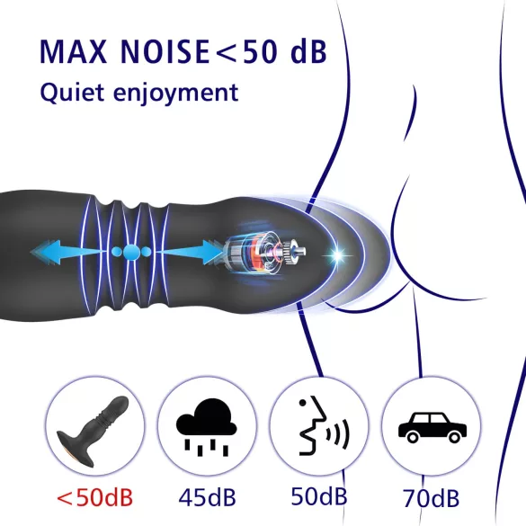 Aixiasia Roy - vibromasseur anal à piston sans fil rechargeable - noir