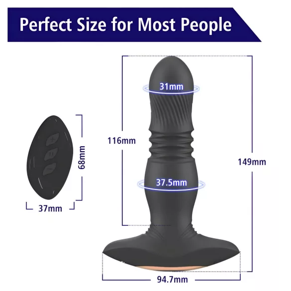 Aixiasia Roy - vibromasseur anal à piston sans fil rechargeable - noir