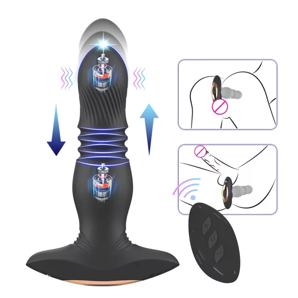 Aixiasia Roy - vibromasseur anal à piston sans fil rechargeable - noir
