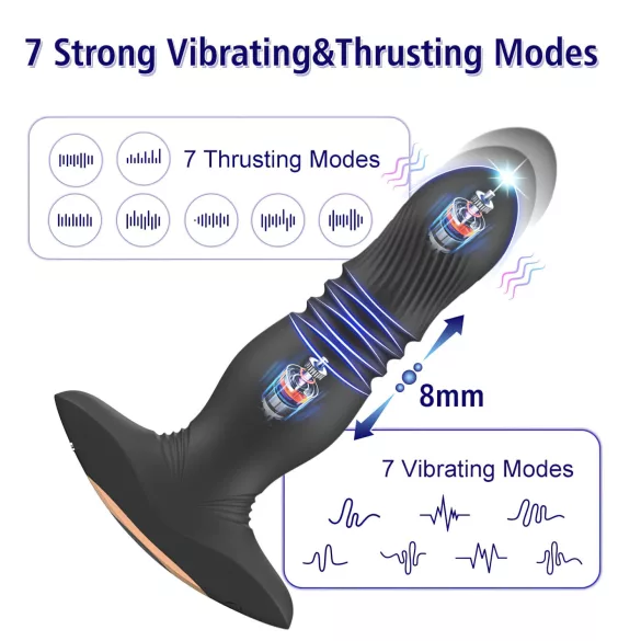 Aixiasia Roy - vibromasseur anal à piston sans fil rechargeable - noir