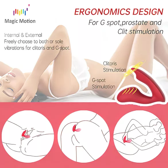Magic Motion Umi - vibromasseur portable contrôlé par application à porter (rouge)