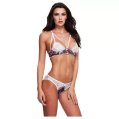  Baci - Ensemble soutien-gorge fleuri en dentelle + culotte ouverte - M/L