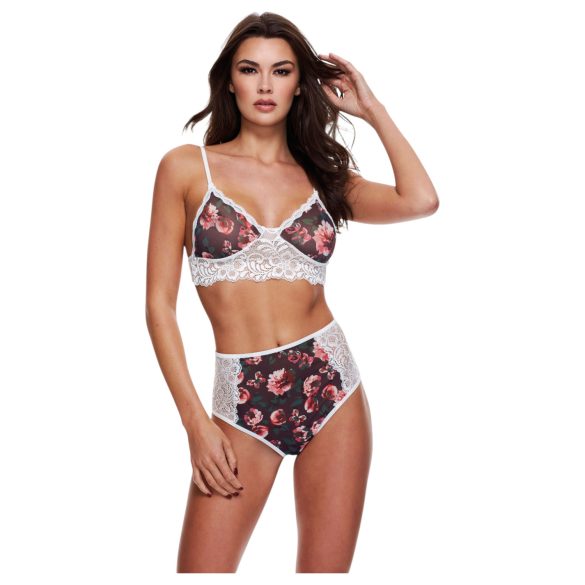 Baci - Ensemble fleuri dentelle, taille haute