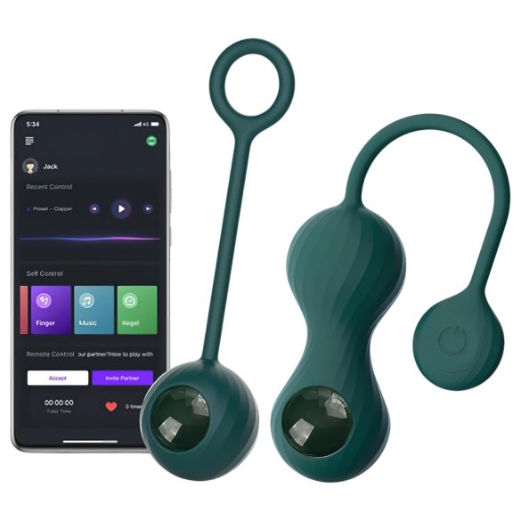 Ensemble de Boules de Geisha Intelligentes Crystal Duo Magic Motion - Vert