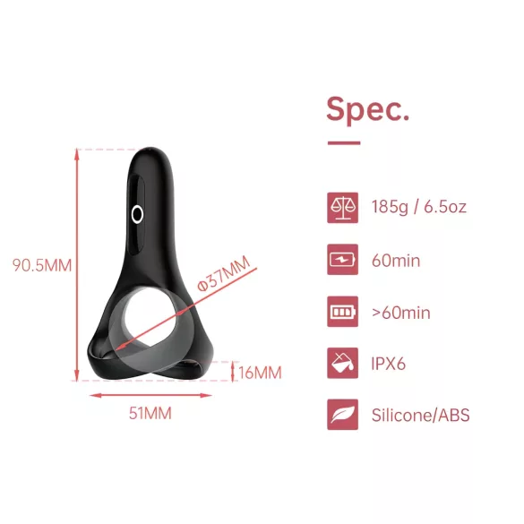 Magic Motion Rise - Anneau pénien vibrant contrôlé par application, pour hommes (noir)
