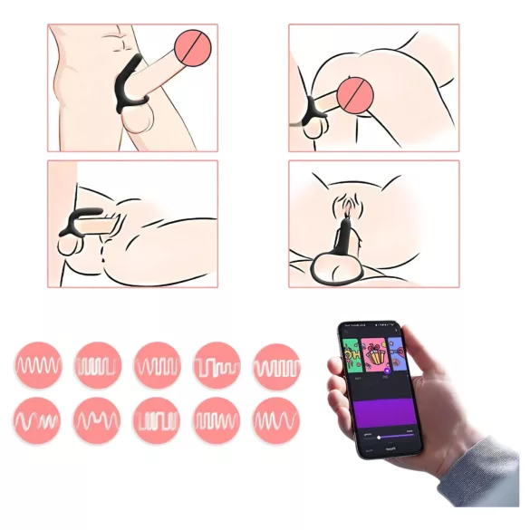 Magic Motion Rise - Anneau pénien vibrant contrôlé par application, pour hommes (noir)