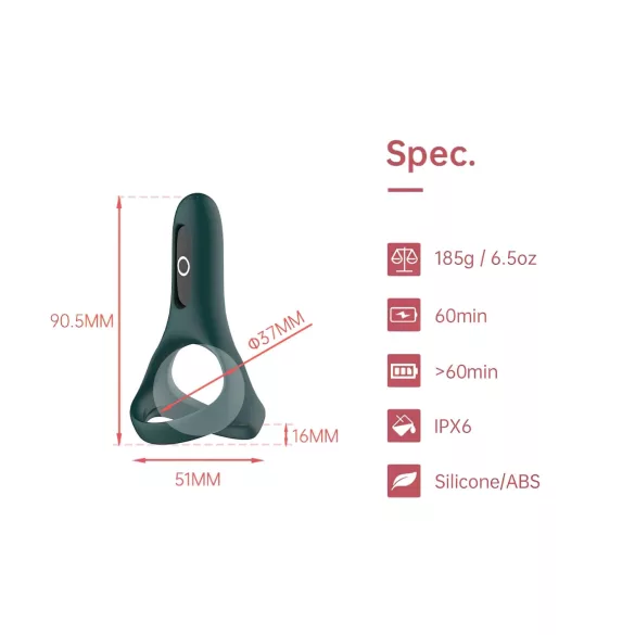 Magic Motion Rise - Anneau pénien vibrant contrôlé par application, pour hommes (vert)