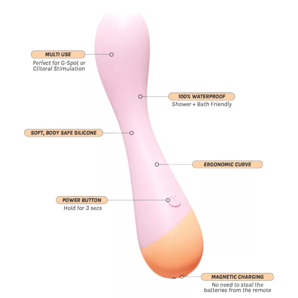 Vush Peachy G-Spot - vibromasseur point G rechargeable - silicone rose